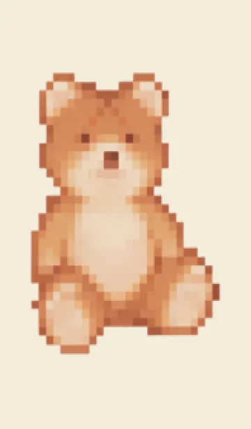 [LINE着せ替え] クマのドット絵のきせかえ Beige 03の画像1