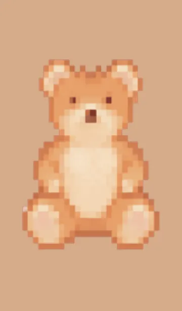 [LINE着せ替え] クマのドット絵のきせかえ Beige 02の画像1