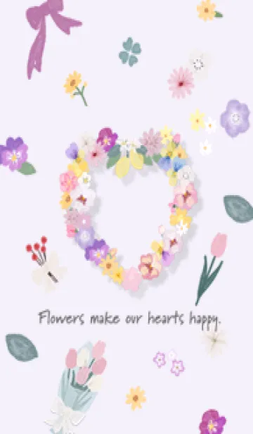 [LINE着せ替え] ライラック ハートの花束07_1の画像1