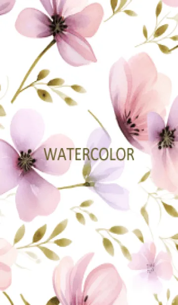 [LINE着せ替え] WATERCOLOR-PINK PURPLE FLOWERの画像1