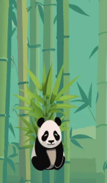[LINE着せ替え] blue green 竹林のパンダの画像1