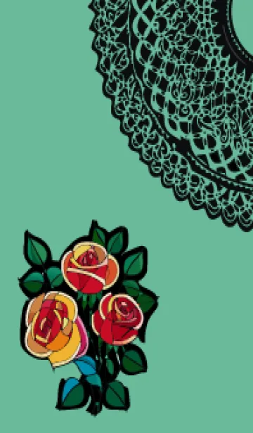 [LINE着せ替え] blue green ステンドグラスの薔薇の画像1