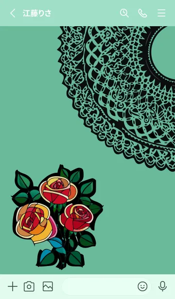 [LINE着せ替え] blue green ステンドグラスの薔薇の画像2