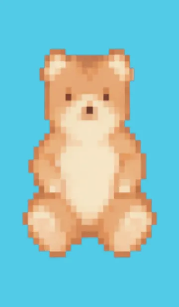 [LINE着せ替え] クマのドット絵のきせかえ Blue 03の画像1