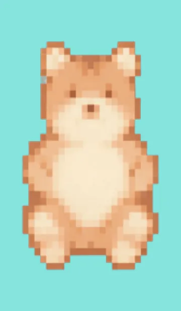 [LINE着せ替え] クマのドット絵のきせかえ Green 09の画像1