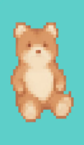 [LINE着せ替え] クマのドット絵のきせかえ Green 10の画像1