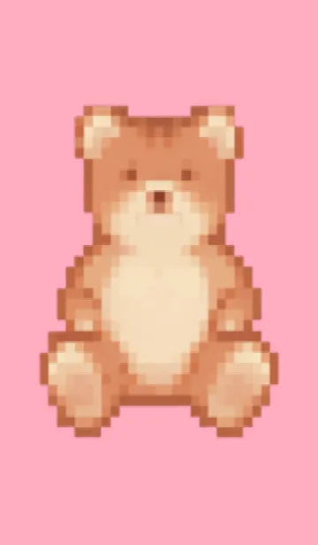 [LINE着せ替え] クマのドット絵のきせかえ Pink 04の画像1