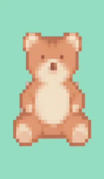 [LINE着せ替え] クマのドット絵のきせかえ Green 05の画像1