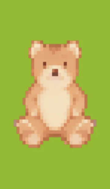 [LINE着せ替え] クマのドット絵のきせかえ Green 03の画像1