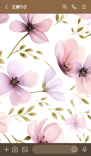 [LINE着せ替え] WATERCOLOR-PINK PURPLE FLOWER 2の画像2