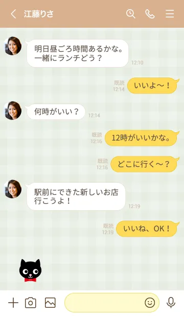 [LINE着せ替え] 黒猫 チェック柄27の画像3