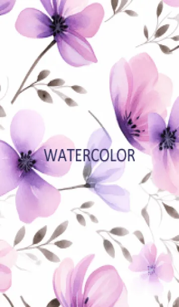 [LINE着せ替え] WATERCOLOR-PURPLE FLOWER 6の画像1