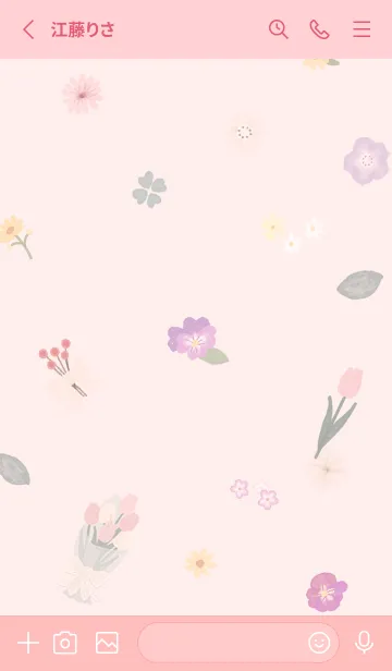 [LINE着せ替え] ベビーピンク ハートの花束05_1の画像2