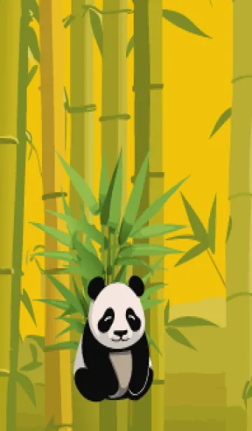 [LINE着せ替え] yellow 竹林のパンダの画像1