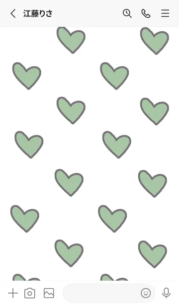 [LINE着せ替え] ハート カーキの画像2
