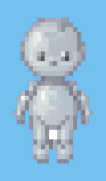 [LINE着せ替え] ロボットのドット絵のきせかえ Blue 05の画像1