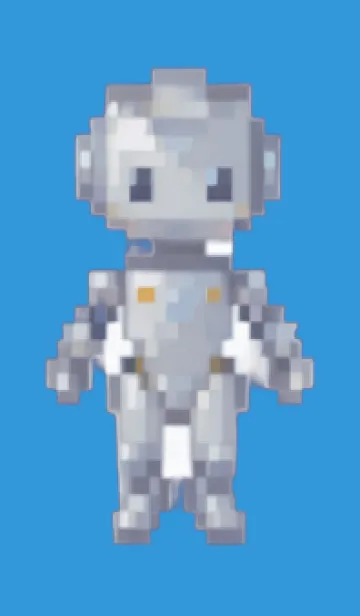 [LINE着せ替え] ロボットのドット絵のきせかえ Blue 01の画像1