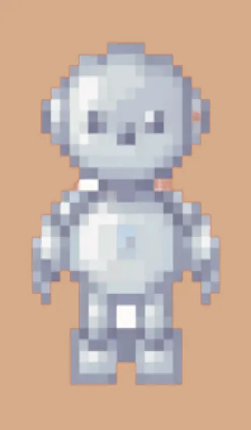 [LINE着せ替え] ロボットのドット絵のきせかえ Beige 02の画像1