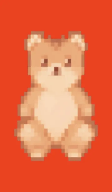 [LINE着せ替え] クマのドット絵のきせかえ Red 02の画像1