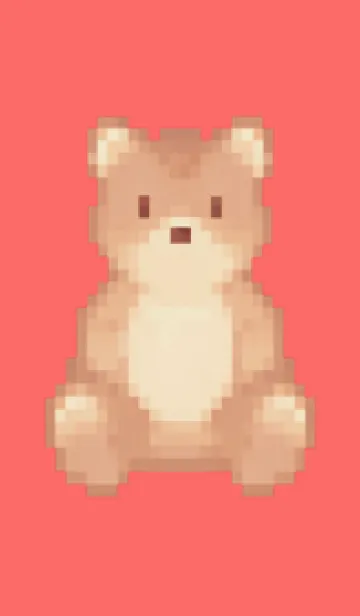 [LINE着せ替え] クマのドット絵のきせかえ Red 01の画像1