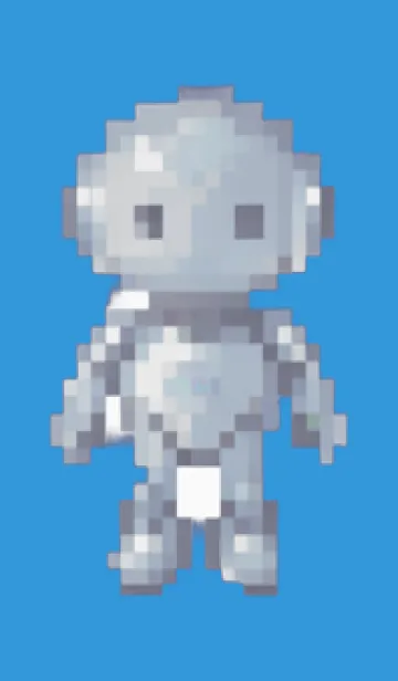 [LINE着せ替え] ロボットのドット絵のきせかえ Blue 02の画像1