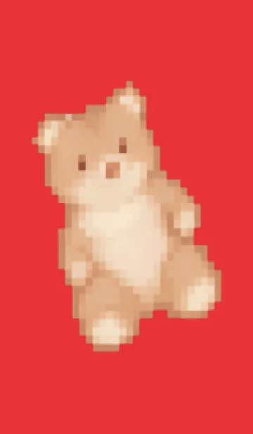 [LINE着せ替え] クマのドット絵のきせかえ Red 04の画像1