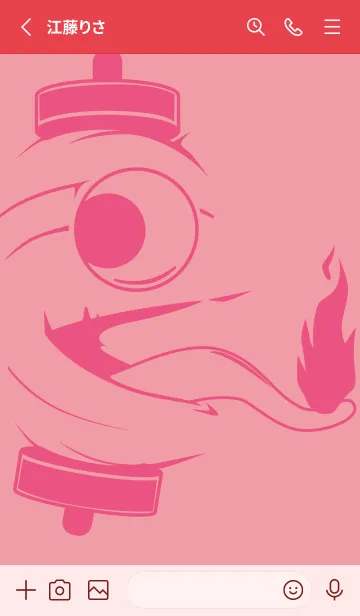 [LINE着せ替え] kabemon-提灯おばけ ローズピンクの画像2