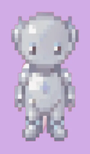 [LINE着せ替え] ロボットのドット絵のきせかえ Purple 02の画像1