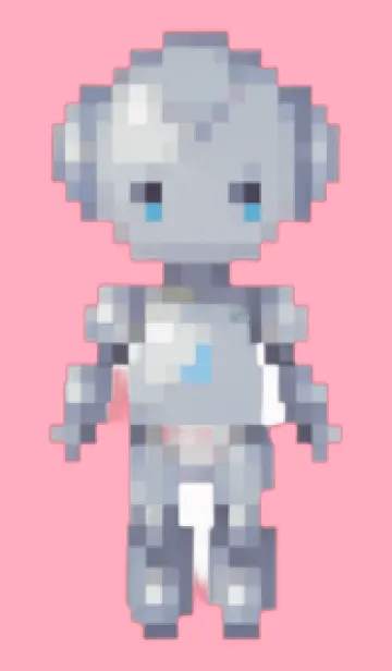 [LINE着せ替え] ロボットのドット絵のきせかえ Pink 04の画像1