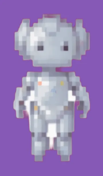 [LINE着せ替え] ロボットのドット絵のきせかえ Purple 01の画像1