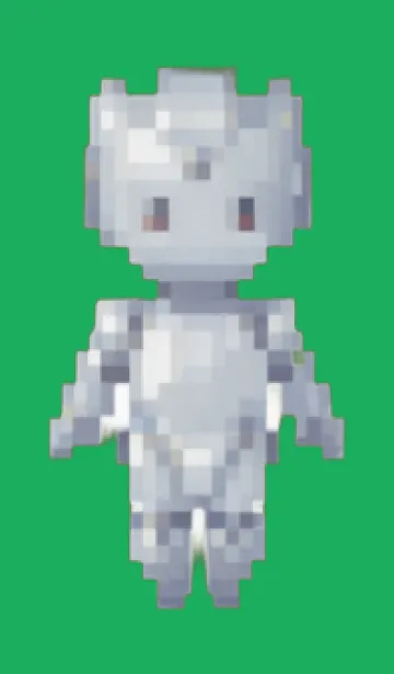 [LINE着せ替え] ロボットのドット絵のきせかえ Green 01の画像1