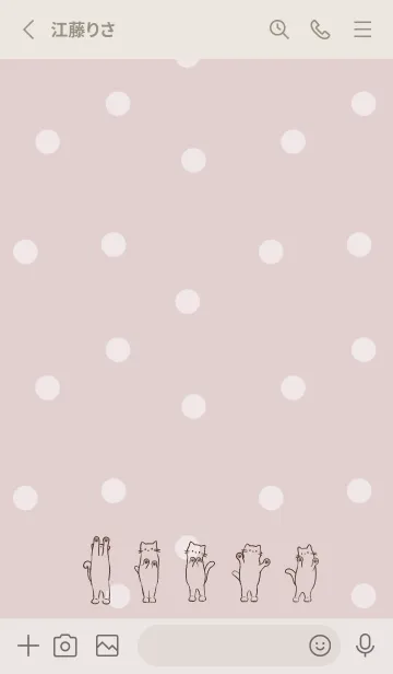 [LINE着せ替え] 立ち見ねこ -くすみピンク- ドットの画像2