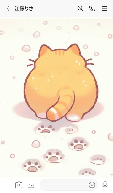 [LINE着せ替え] 雪の中の小さな黄色い猫-0329187の画像2