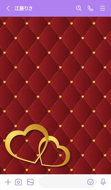 [LINE着せ替え] ハートのペアリング 紫色の画像2