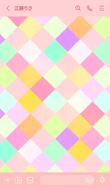 [LINE着せ替え] 春色♥くすみパステル チェックブロックの画像2