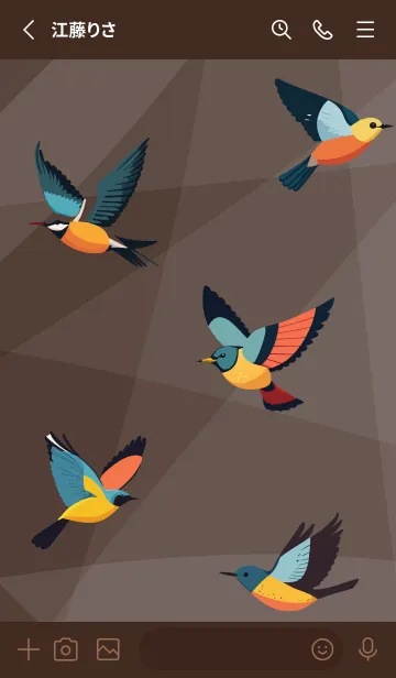 [LINE着せ替え] brown かわいい小鳥の画像2