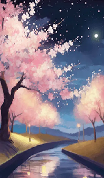 [LINE着せ替え] 美しい夜桜の着せかえ#408の画像1