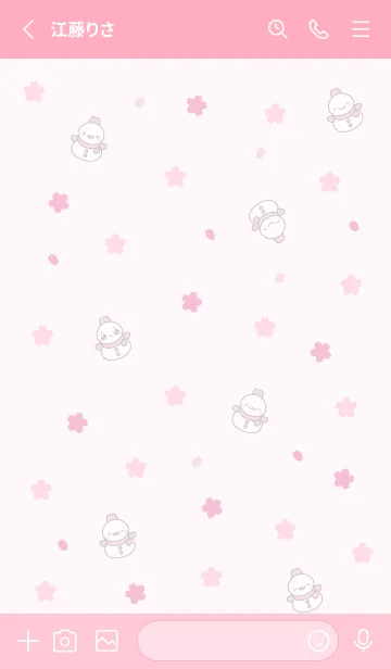 [LINE着せ替え] 桜：ピンク色スノーマン着せかえ7の画像2