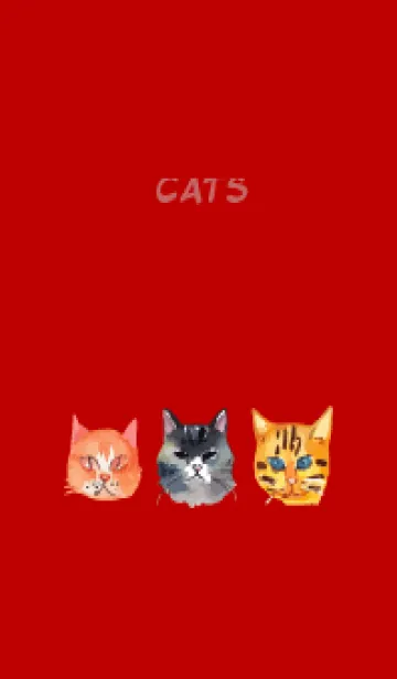 [LINE着せ替え] red & beige 猫の顔の画像1