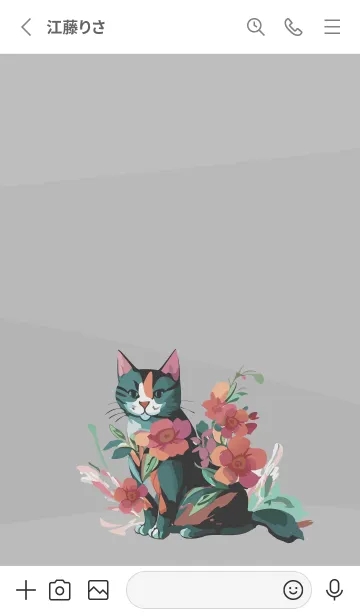 [LINE着せ替え] white 猫と花の画像2