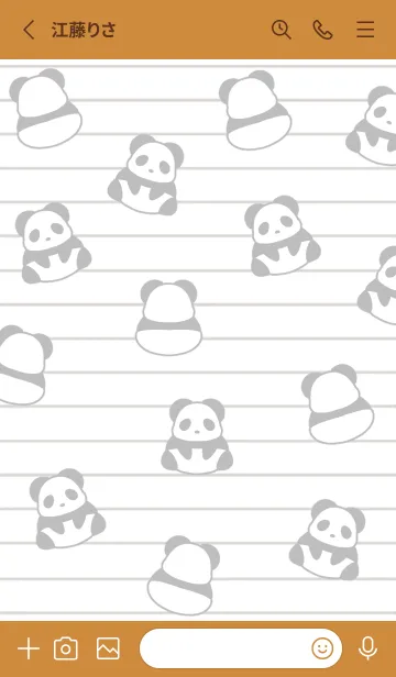 [LINE着せ替え] パンダたくさんノート/ブラウン/オレンジの画像2