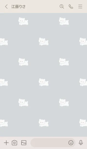 [LINE着せ替え] シンプルしろねこ / ブルーベージュの画像2