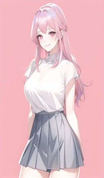 [LINE着せ替え] pink haired girlの画像1