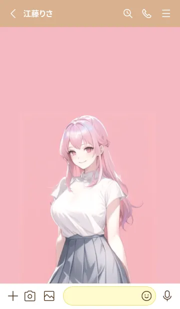[LINE着せ替え] pink haired girlの画像2