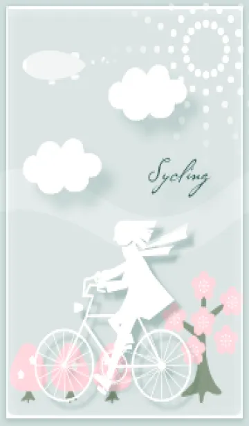 [LINE着せ替え] ブルーグリーン 春風にのって05_1の画像1