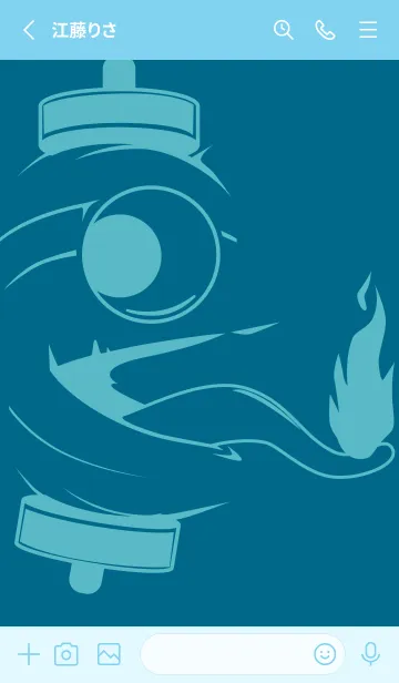 [LINE着せ替え] kabemon-提灯おばけ マリンブルーの画像2