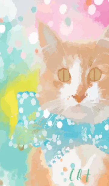 [LINE着せ替え] blue green リボンの猫の画像1