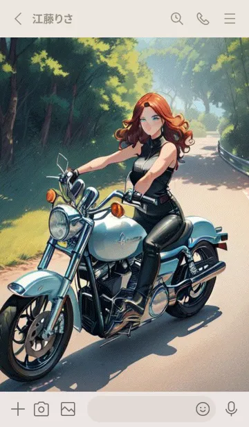[LINE着せ替え] 重いオートバイを乗る女の子 QKrIgの画像2