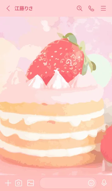 [LINE着せ替え] light pink いちごのケーキの画像2