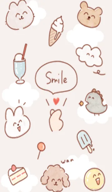 [LINE着せ替え] pinkbrown Cute smiling friends 06_1の画像1